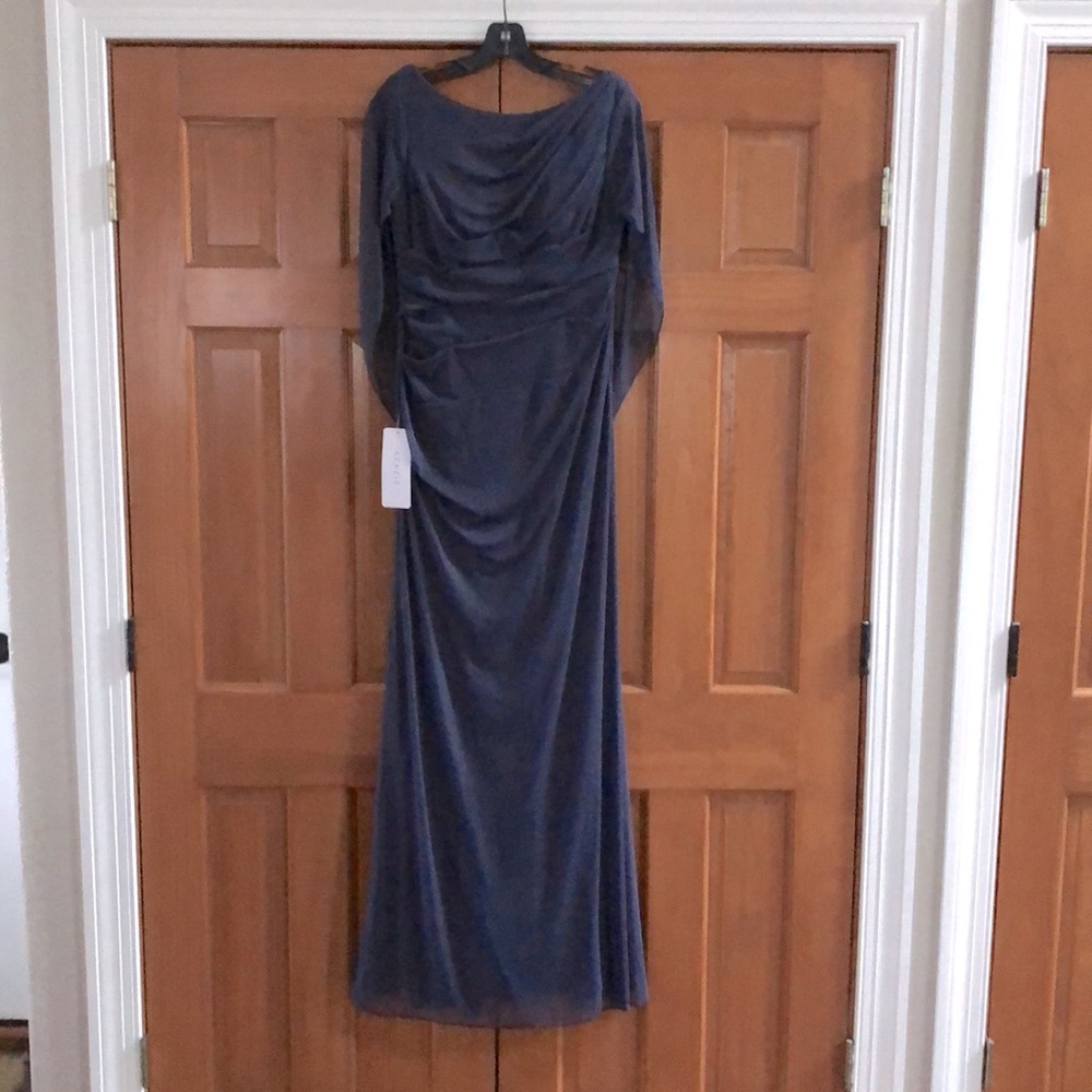 Azazie elegant Blue-Grey Gown, size 10 - Picture 5 of 15